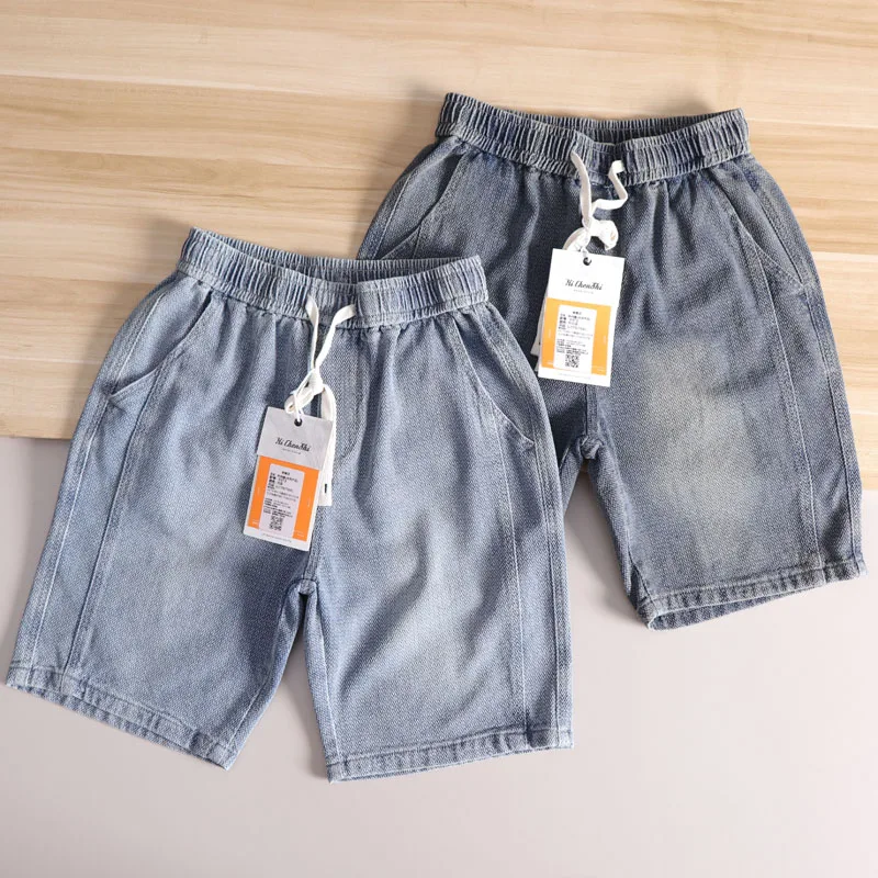 

Waed Denim ort Pants Men's Summer Slim Straight Five-Quarter Vintage Starry Pattern Faionable Urban Sle Youth Cas...