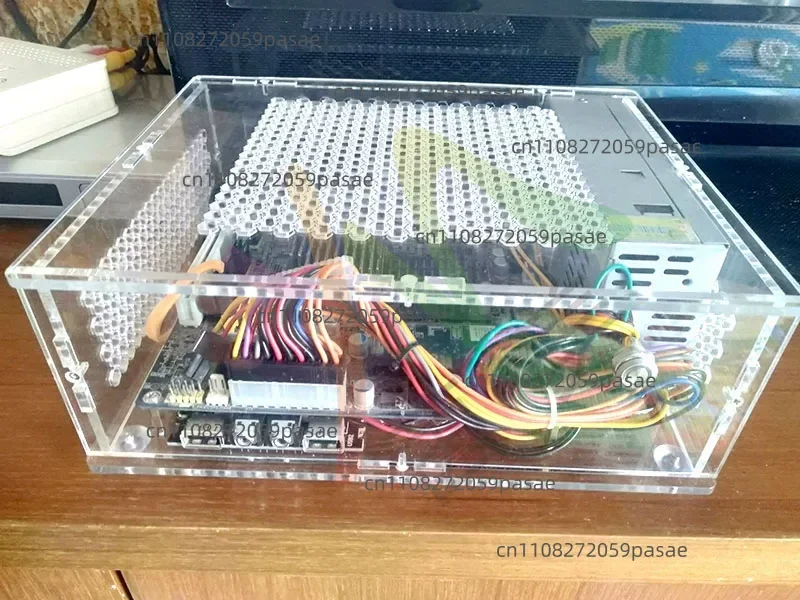 Fully transparent, computer host case, small 1U/FLEX power supply, personalized, living room HTPC acrylic