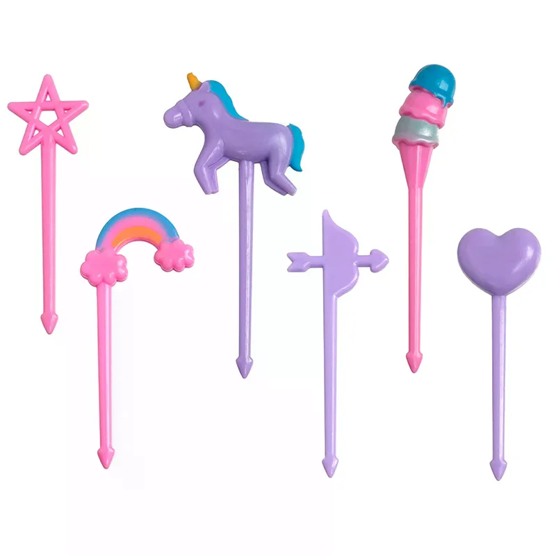 Mini Cartoon Food Fruit Fork Set For Kids Bento Box Decor Dessert Forks Cake Party Supply 6pcs