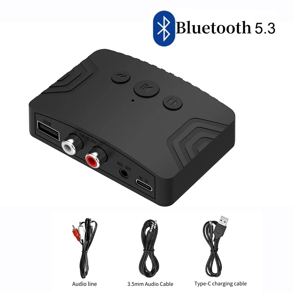 Bluetooth 5.3 Audio Receiver Wireless Audio Adapter Type C With AUX 3.5mm RCA Optical Jack Support U-disk for TV PC Speakers Car