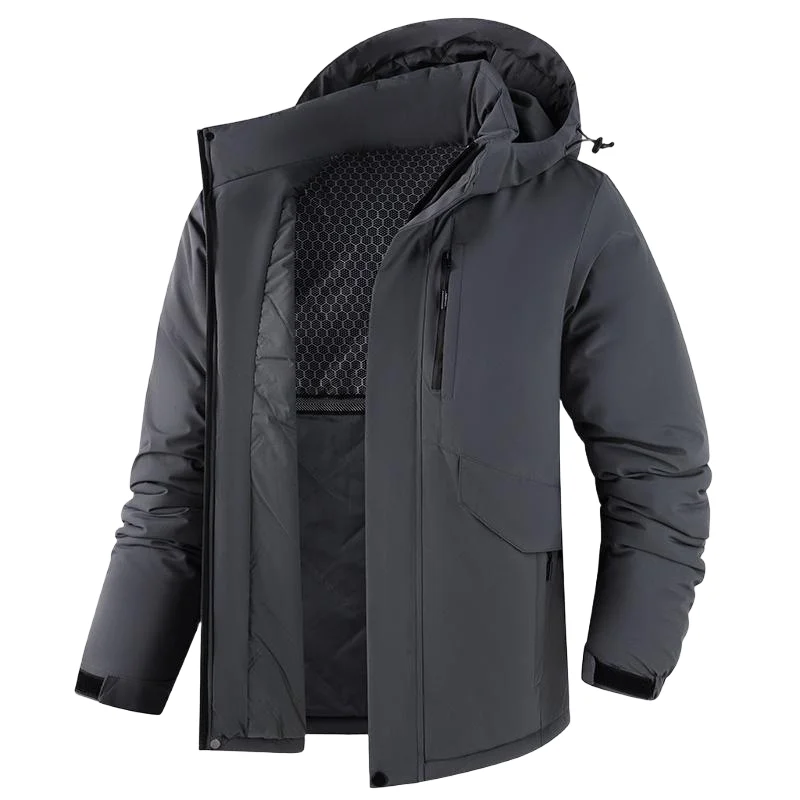 Winter Man Thicken Waterproof Outdoor Jacket Men Sport Windproof Detachable Hat Jackets Man Multi Pocket Work Safari Windbreaker