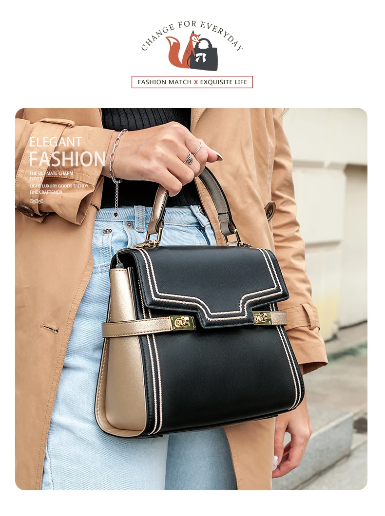 Foxer Kommut Damen Mid Handtasche Damen stilvolle Umhängetasche Hochleistungs-Umhängetasche Split Leder Luxus klappe Umhängetasche – Detail 3