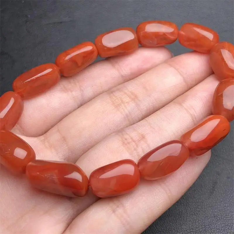 Natural Freeform Red Agate Bracelet Charms Handmade Fortune Energy Bangle Mineral Woman Amulet Jewelry Gift 1PCS