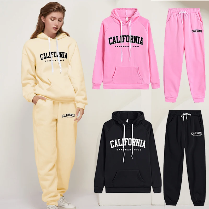 Woman Sweatshirts Suit Hoodie Pant Sets High Quality Daily Sports Printing Jogging Casual Fashion Women's Tracksuit Clothing Set