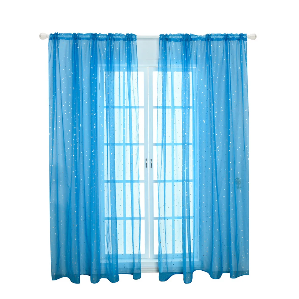 

Cute Star Sheer Curtains Glitter Window Screen Voile Tulle Decoration Privacy Living Bedroom Child Room French Style