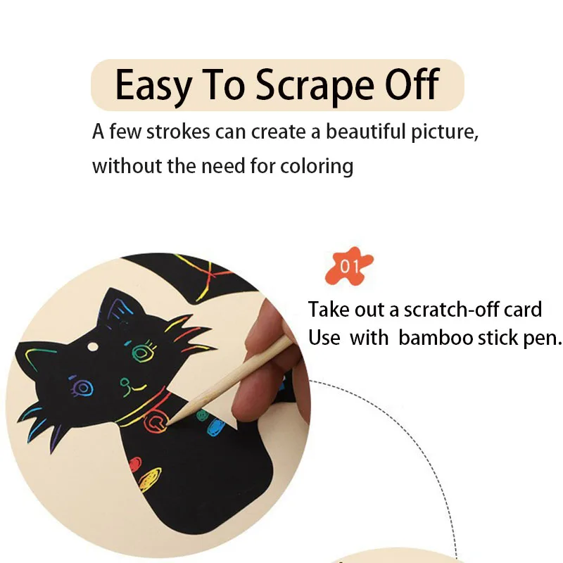 2025 Halloween Cartoon  Children's Scratch Paper Handmade Creative Scribble Painting  Special-shaped Colourful Scratch Paper DIY