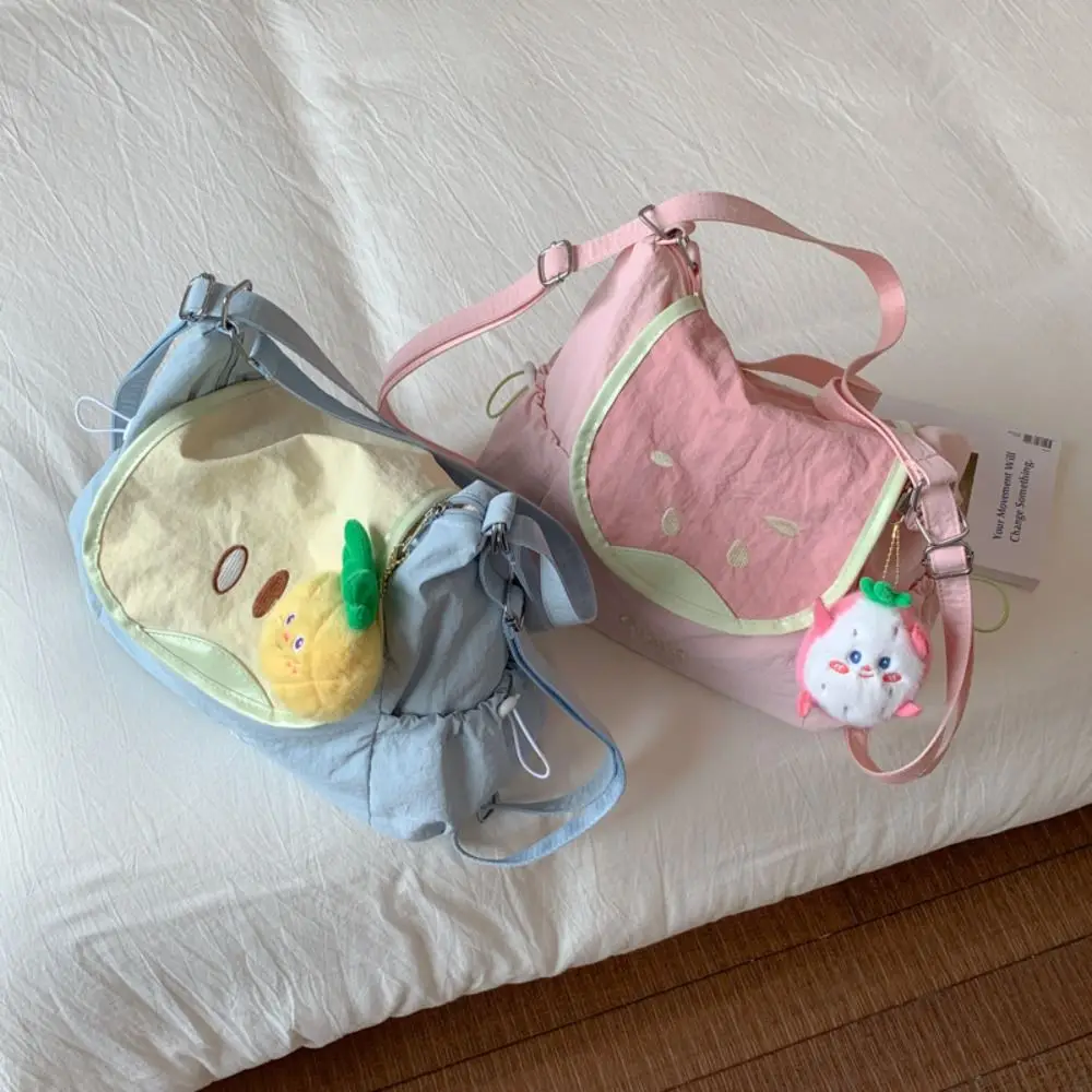 

Милый нейлоновый рюкзак цвета дофамина с фруктами, креативная тканевая сумка-мессенджер большой вместимости, сумка-тоут в корейском стиле, сумка для книг, студенческая сумка