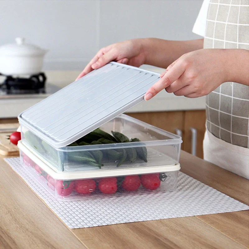 Freezer Dumpling Box Food Storage Container Stackable Food Saver Box with Lid Square Plastic Single-layer Sealed Transparent Box