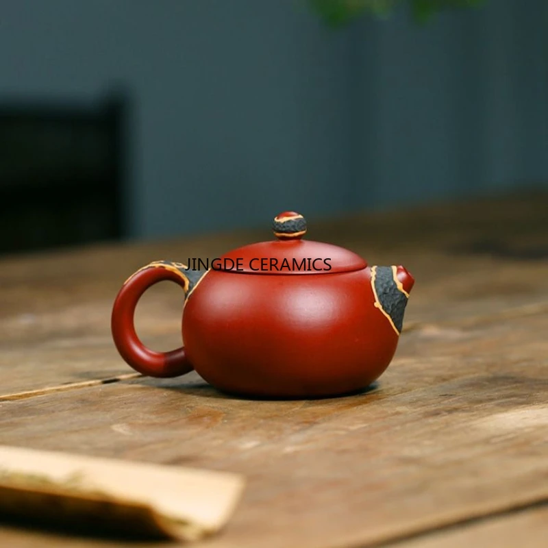 Yixing Purple Clay Teapot Handmade Teapot Home Kung Fu Tea Set Xishi Teapot Tea Ceremony Accessories 240ml Chinese Style