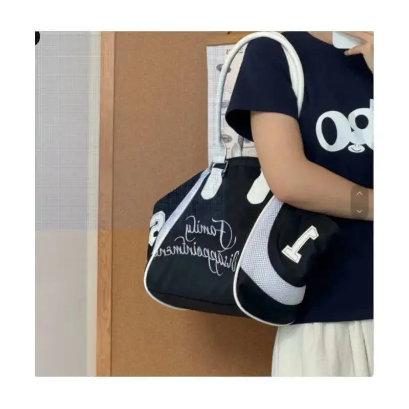 Bloom Sports Nylon Black Tote Wallets Women Versatile Letter Casual Y2k Handbag Ladies Large Capacity Underarm Bag 2025