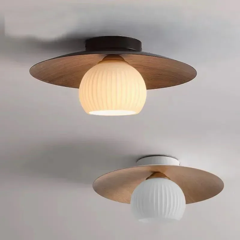 Modern Ceiling Lamp Minimalist Hallway Light Wood Grain Color Flying Saucer Hallway Light Creative Dressing Room LED Small Light