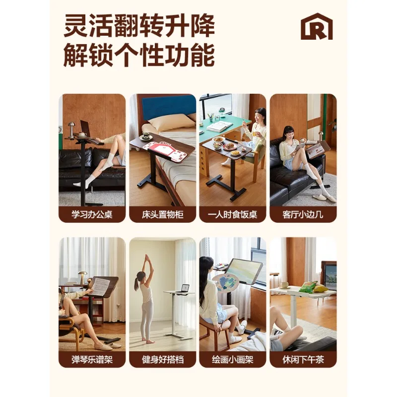 طاولة بجانب السرير، طاولة رفع من الخشب الصلب، أي كمبيوتر، جانب منزلي قابل للإزالة #4