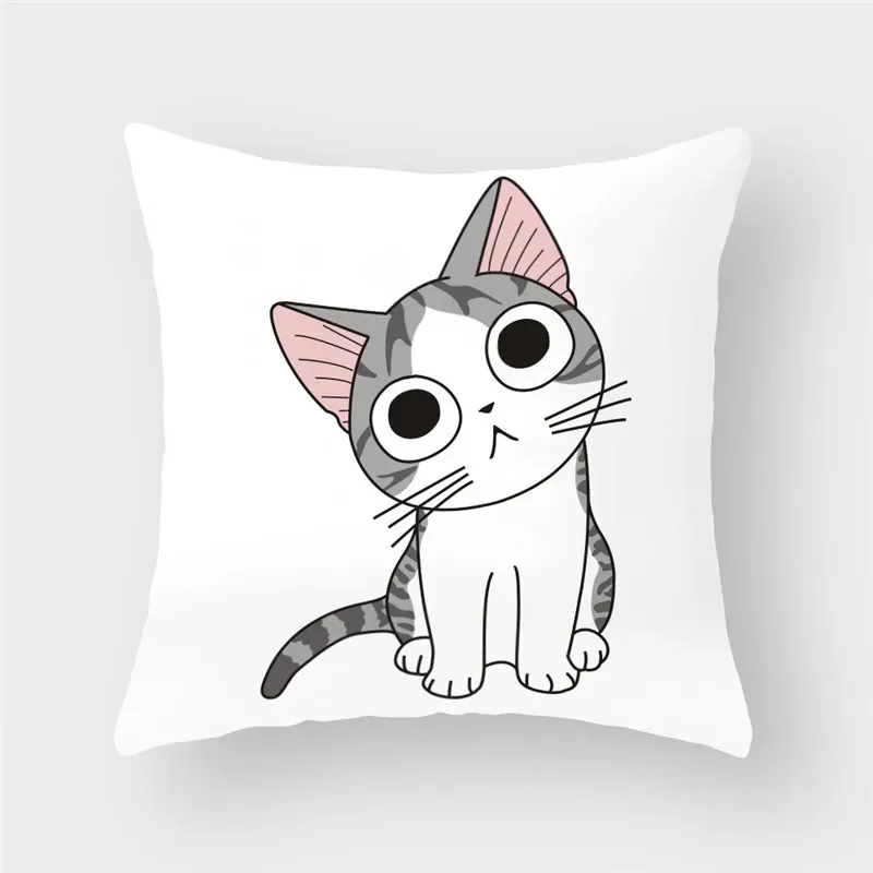 45x45cm Funny Cute Cat Cushion Cover Cartoon Pets Pillows Cases for Sofa Home Decor Pillowcase Polyester Throw Pillow