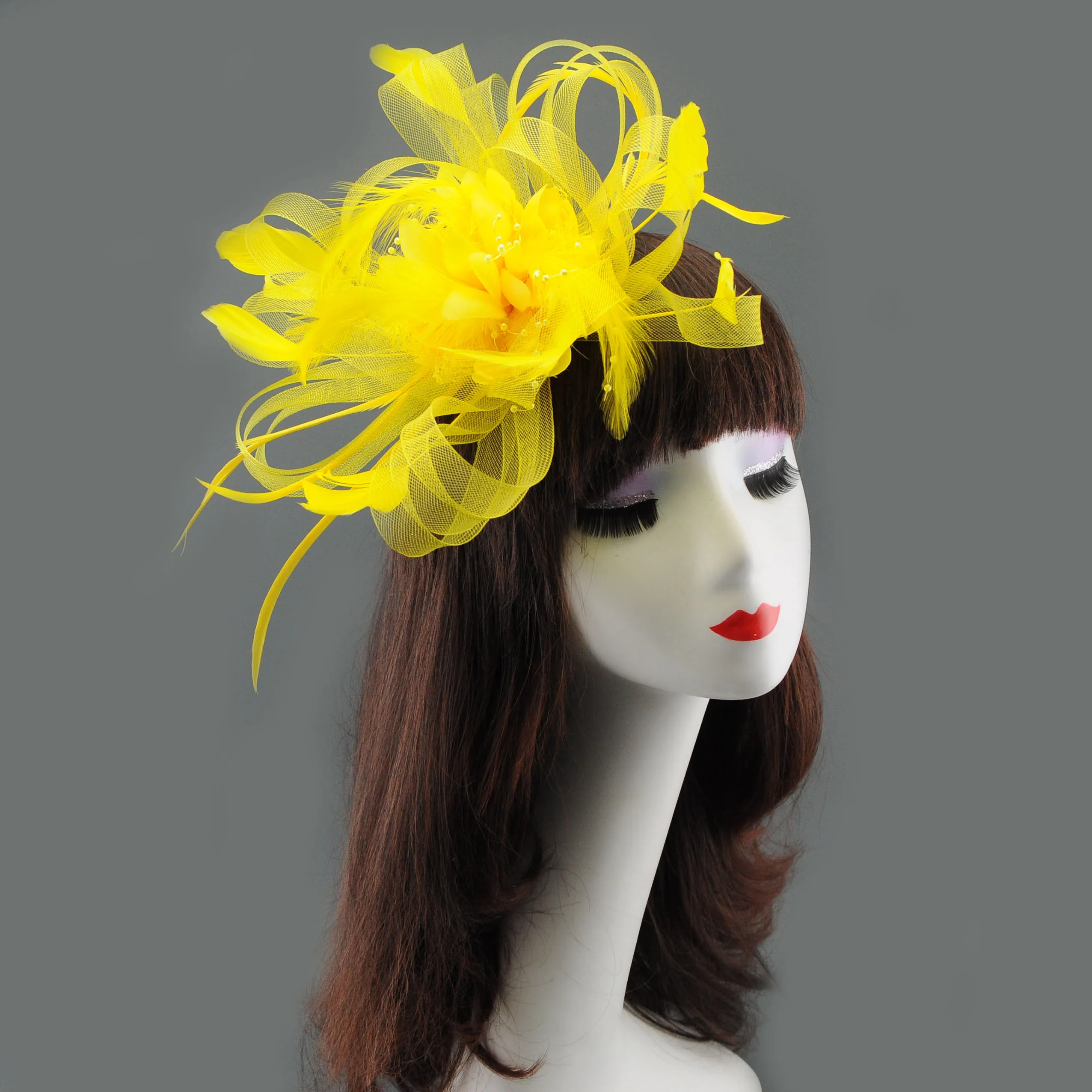 Fascinators Hat Lady Tea Party Headband Flower Cocktail Mesh Feather Hairpin Kentucky Derby Hat Wedding image 6