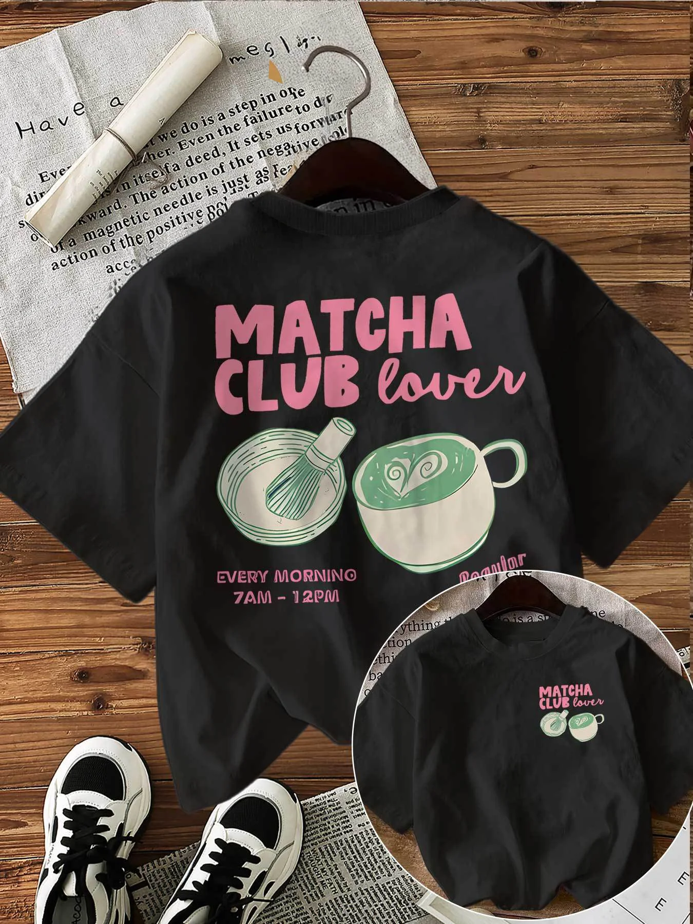 Camiseta gráfica Matcha Club Lover, camiseta a juego para madre e hija, camisetas Harajuku para té japonés, camisetas para mujeres y niños