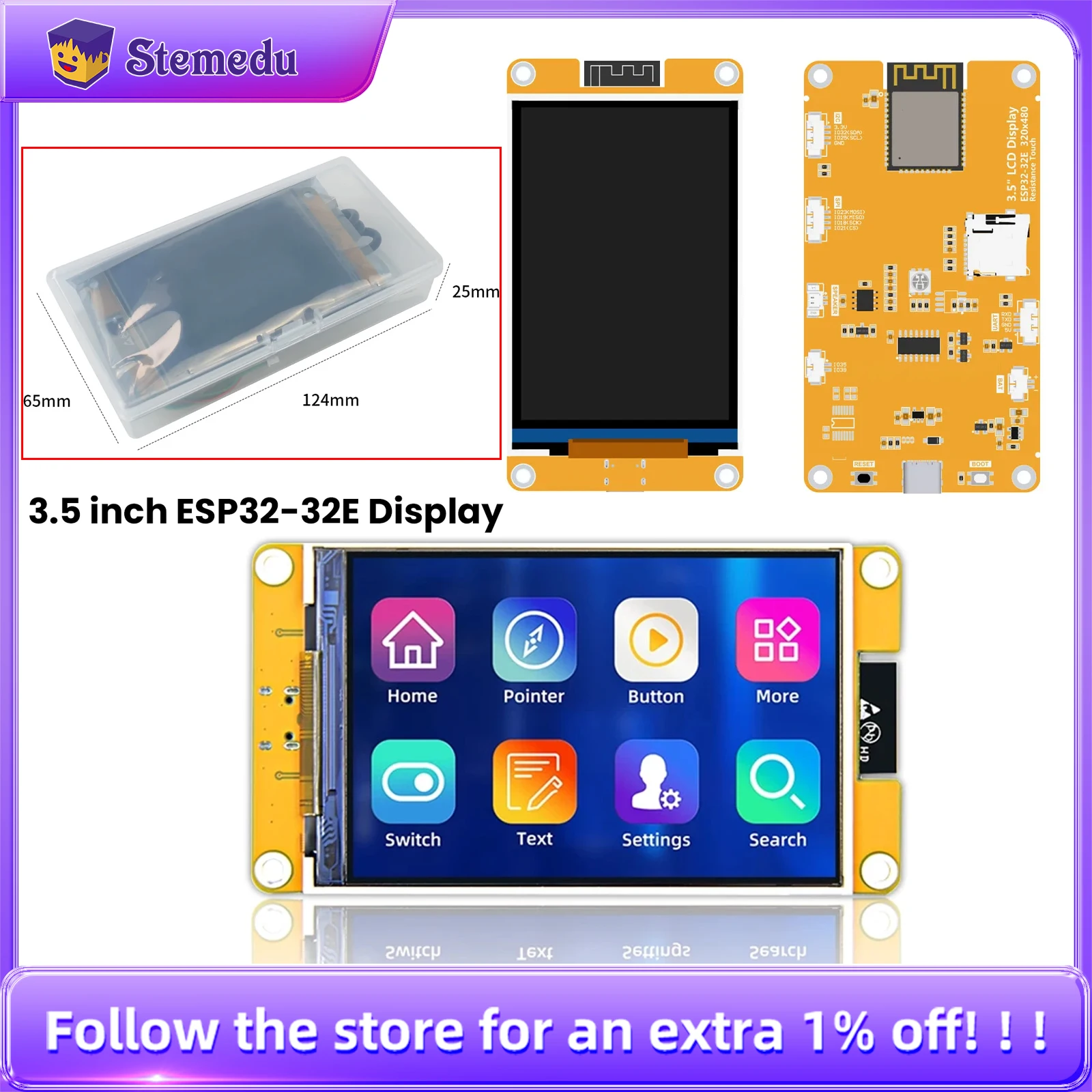 3.5 inch ESP32-32E TFT LCD Screen 120 Degree Viewing Angle 320x480 Dispaly MAX 262K Colorful for Arduino ESP32 LVGL WIFI