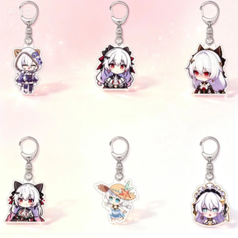 Cute Honkai Impact 3 Theresa Luna Oath Acrylic Key Chain Q Version Theresa Apocalypse Cartoon Keyring Backpack Hanging Ornament