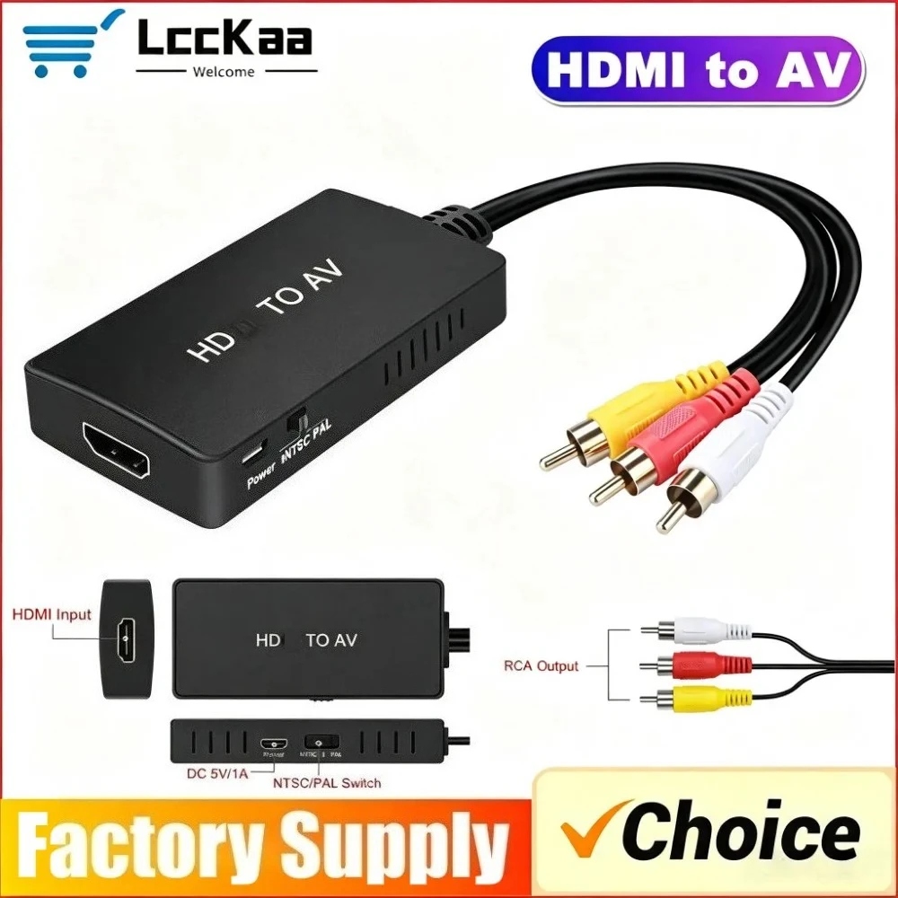 1080P HDMI To AV Converter HDMI-compatible To RCA Composite Video Audio Adapter Supports PAL/NTSC for TV Stick Android TV Box