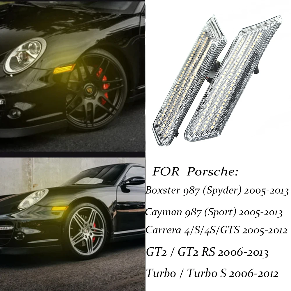 Car Blinker Indicator Light 2x For Porsche 987 Cayman Boxster 911 997 Carrera Turbo GT3 GT2 Dynamic LED Side Marker Turn Signal