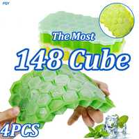 4/2/1PCS 148 Cube Silicone Ice Large-capacity Cube Mold Ice Trays Food Grade Ice Maker BPA Free Reusable Ice Maker with Lids