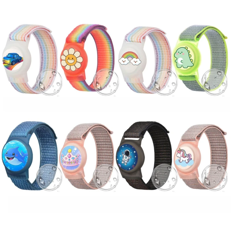 For Apple AirTags Kids Wristband Nylon Strap Anti-Scratch Cover Accessories for Airtag GPS Tracker Holder Watch Strap Bracelet