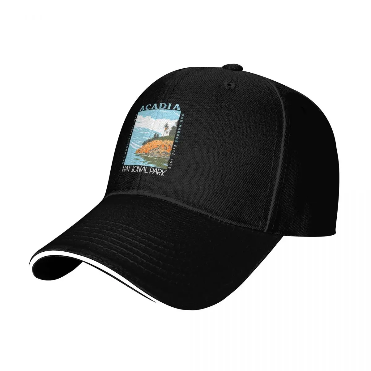 Acadia National Park Bar Harbor Lighthouse Maine Distressed Baseball Cap Men Women Casual Summer Sport Sun Cap