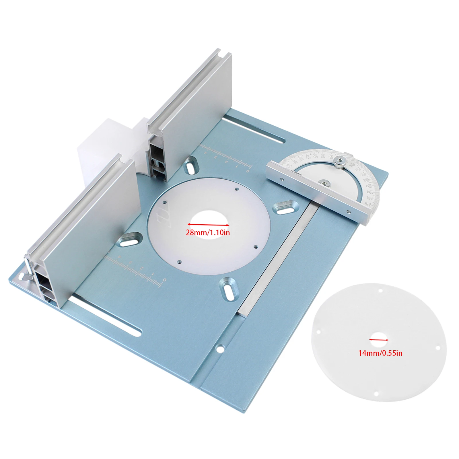 Large Router Table Insert Plate for Woodworking Benches Router Table w/ Miter Gauge Guide Aluminium Profile Fence Sliding Bracke