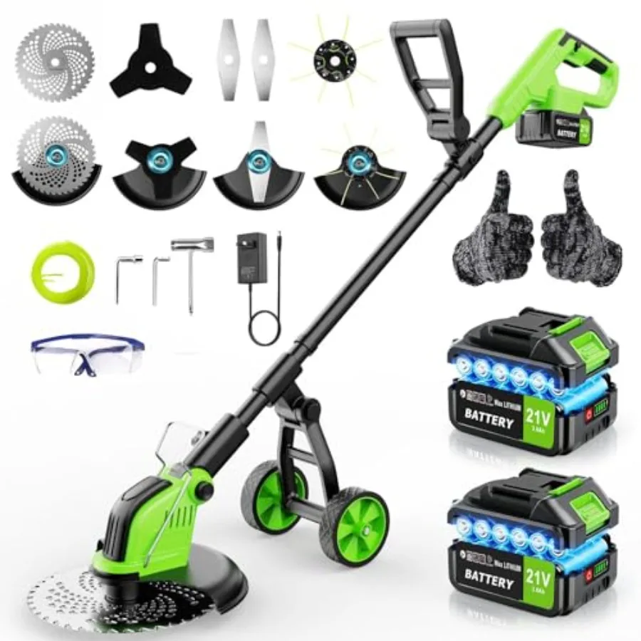 

Аккумуляторный триммер-кусторез 12 дюймов, 20000 об/мин, мощный, на батарейках, 21В 6000мАч, электрический, для газона