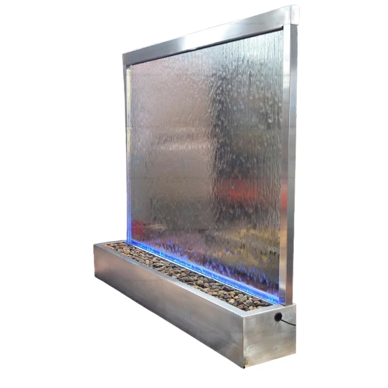 custom.High Quality 2.2*1.9 Stainless Steel Indoor/Outdoor Waterfall Contemporary Design Wall Indoor Fountain