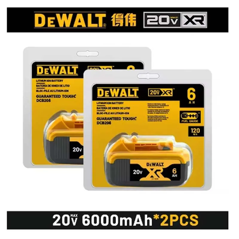 

20V 6Ah Dewalt Lithium-Ion chargeable Batteries for Dewalt Cordless Tools - Compatible with DCB,DCD,DCF,DCG,DCS,Series Tools