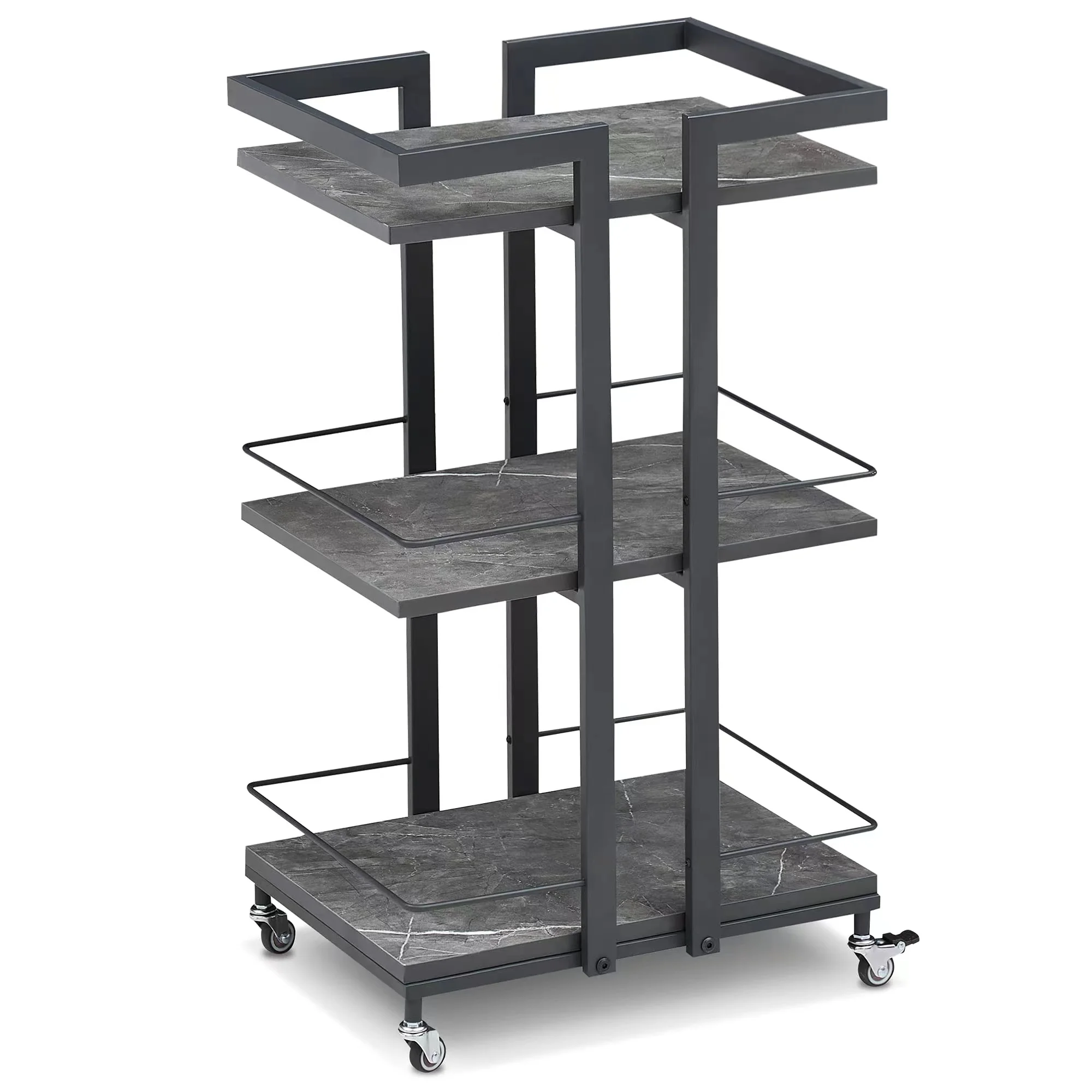 Salon Trolley,High Quality Black Manicure Trolley Modern Rolling Barber Cart Wheels Waterproof Metal Frame Furniture For Bedroom
