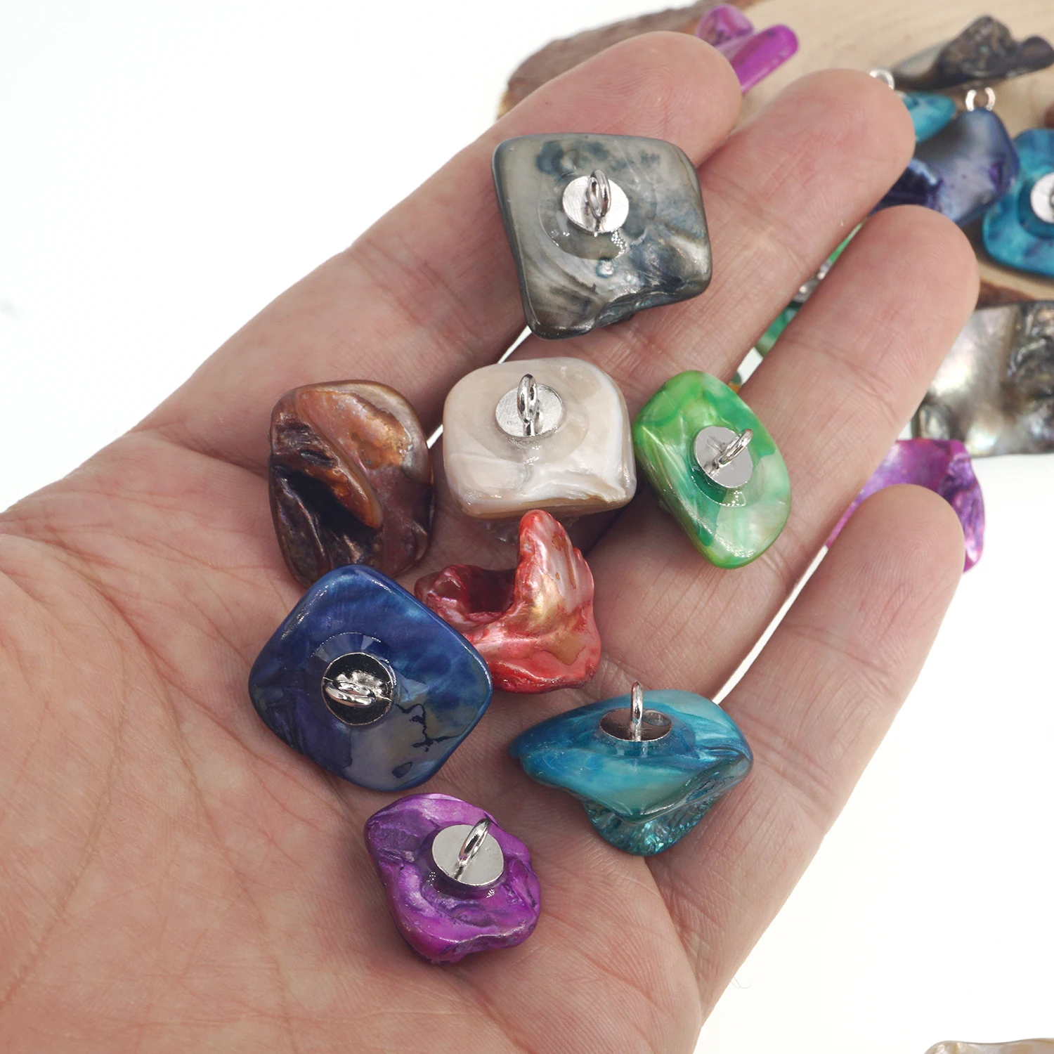 10 Pieces Irregular Shape Natural Shell Button Sweater Shank Button Sewing Accessories Approximately 20 x 16 mm