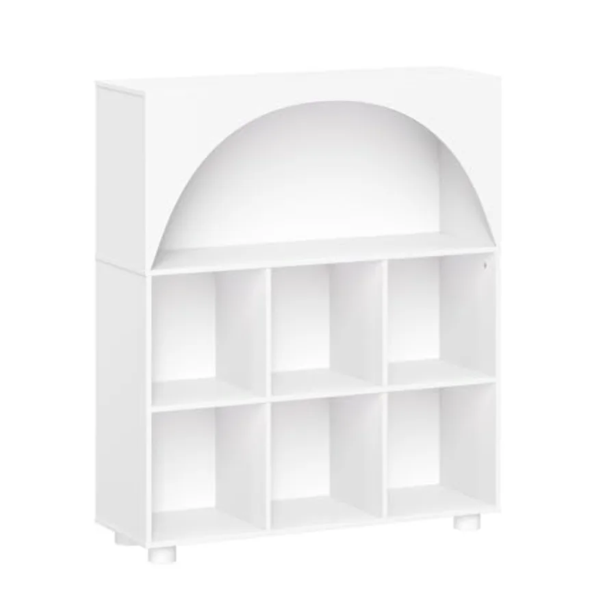 

RiverRidge Curve Appeal Bookcase with 6 Cubbies and Curved Design - Storage Organizer for Books Toys and Playroom Essentials -