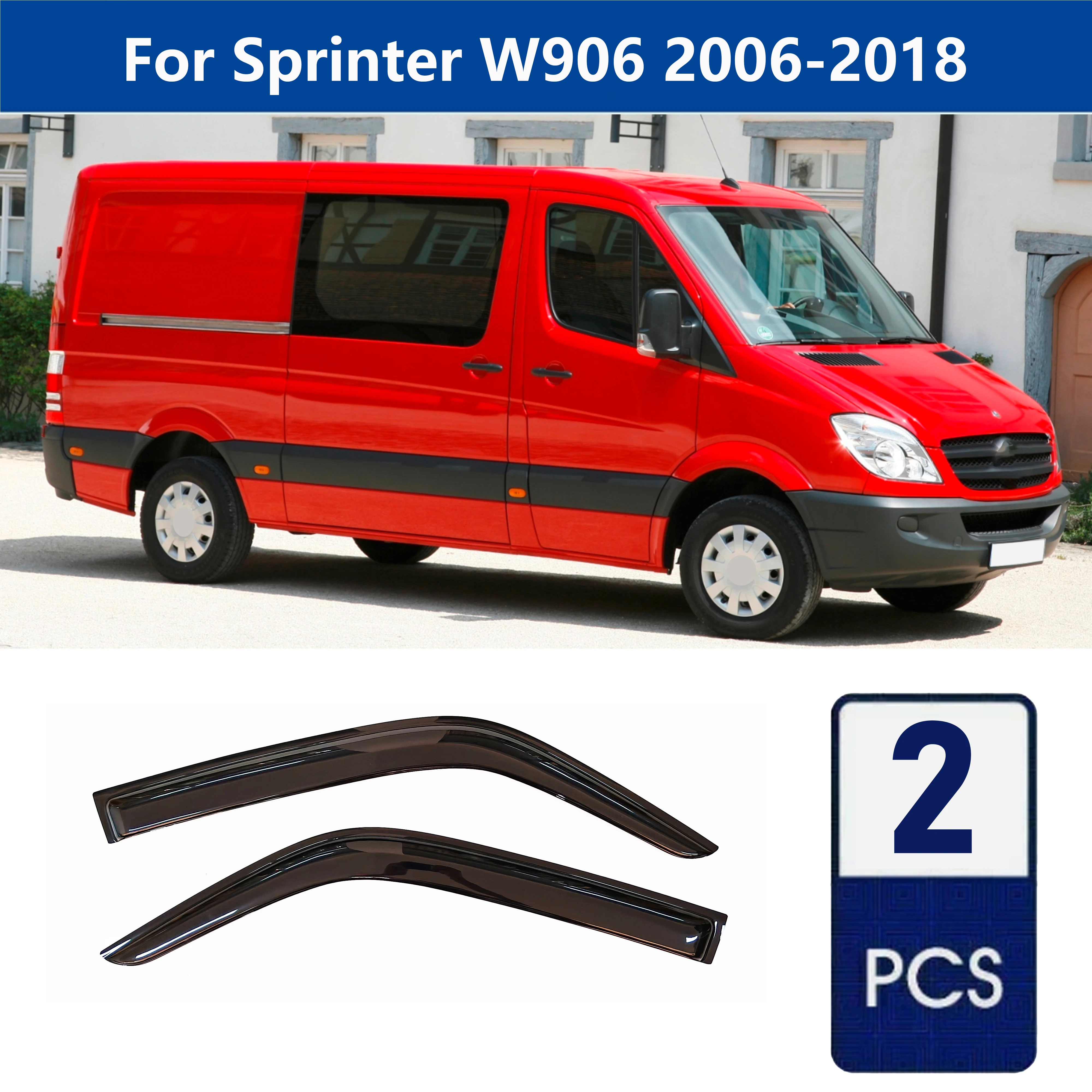AIBAP 2pcs 1.8mm Car Windows Visor for Mercedes-Benz Sprinter W906 2006-2018 Window Visors Rain Guards Rain Guard Sun Rain Visor