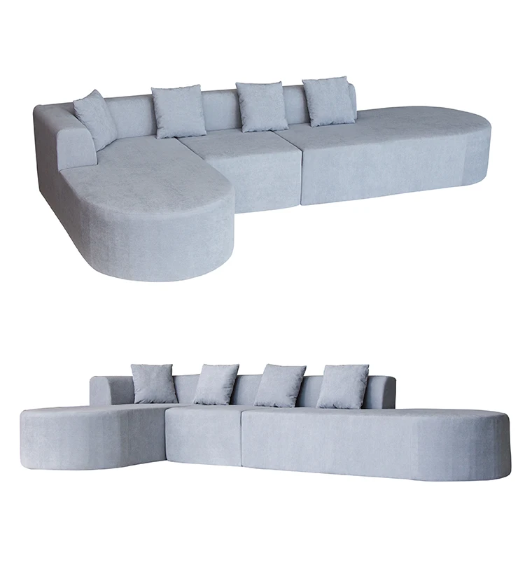 Customized Comfortable Fabric L-Shape Sectional Corner Sofa Set with Memory Foam Modular Design for Living Room Warehouse Use