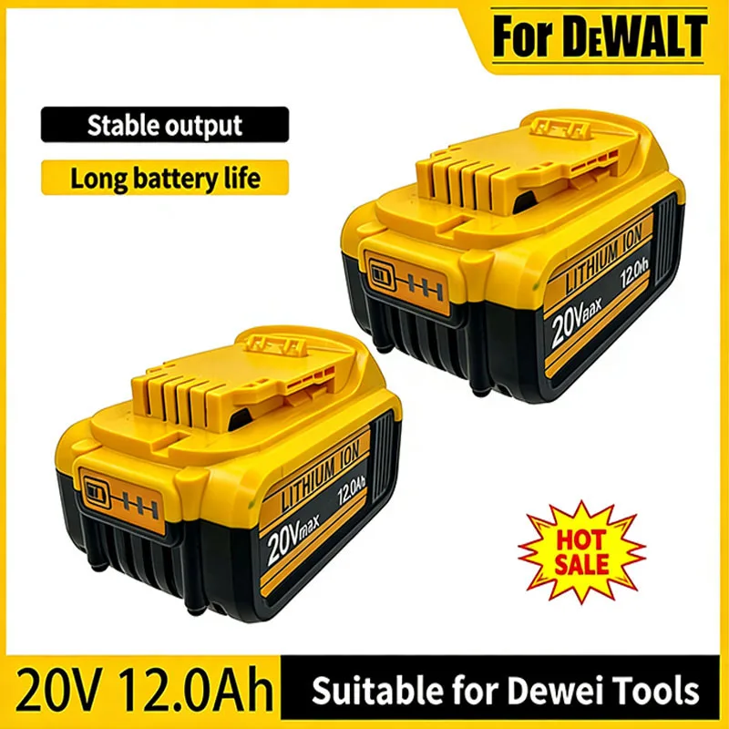 100%For DeWalt 20V MAX Lithium‑Ion Battery 6.0Ah 8.0Ah 12.0Ah Replacement For DCB203 DCB205 Cordless Angle Grinder Impact Tools