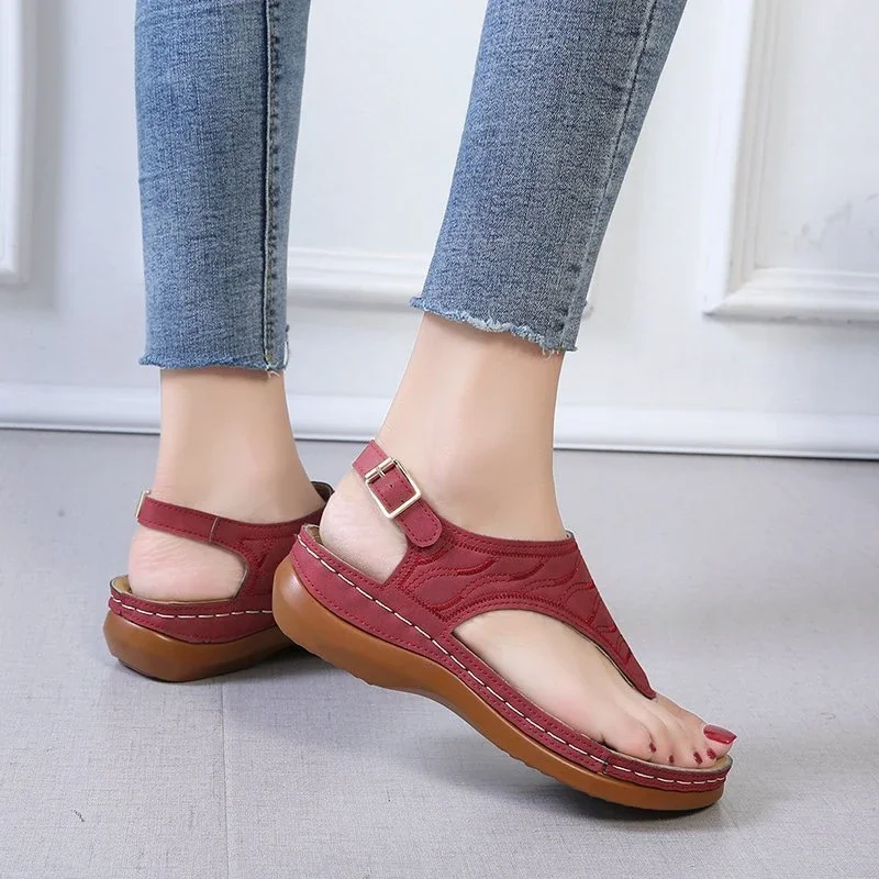 Sommer Oxford Frauen Sandalen Wohnungen Hausschuhe Pu Leder Flip-Flops Gürtel Schnalle Weibliche Schuhe 2025, Neue Rom Mode Frauen Rutschen – Detail 15