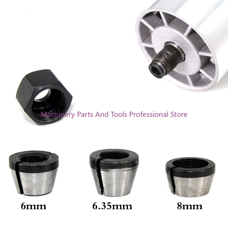 Adaptador de carpintería, cortador de fresado, pinza, máquina cortadora de grabado, mandriles, broca enrutadora, accesorios, herramienta 6m 6,35m 8mm, 1 Uds.