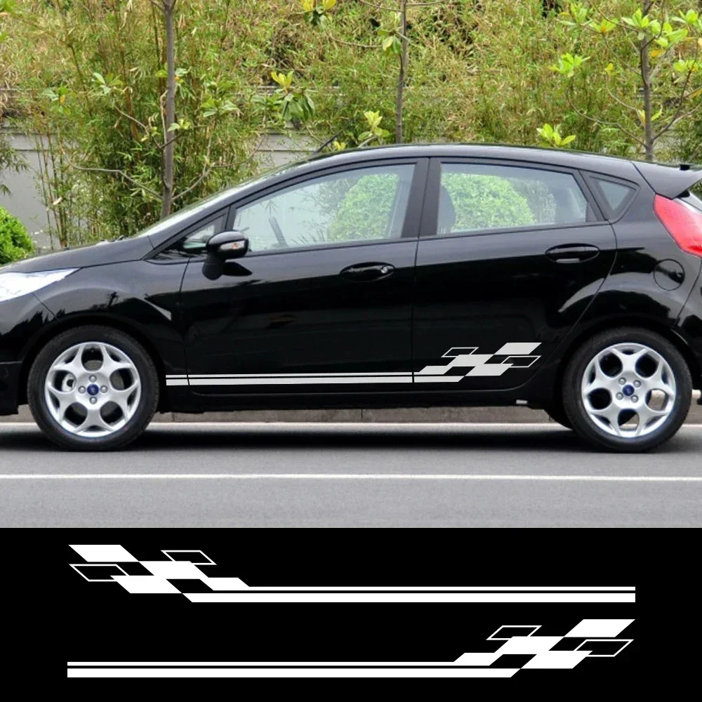 Pegatinas para el umbral de la puerta del coche, calcomanías de vinilo con gráficos de líneas para Ford Ikon Fiesta ST Line BE256 B299 B300 B479 MK5 MK6 MK7 Mk8
