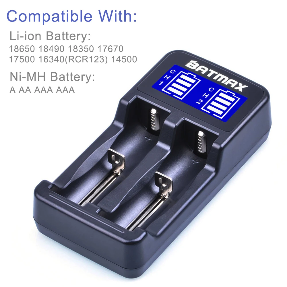 18650 Pin LCD USB Đa Năng Intellegent Sạc Cho Pin Li-ion 18650 18350 17670 16340(RCR123) 14500 NiHM Một/Pin AA/AAA