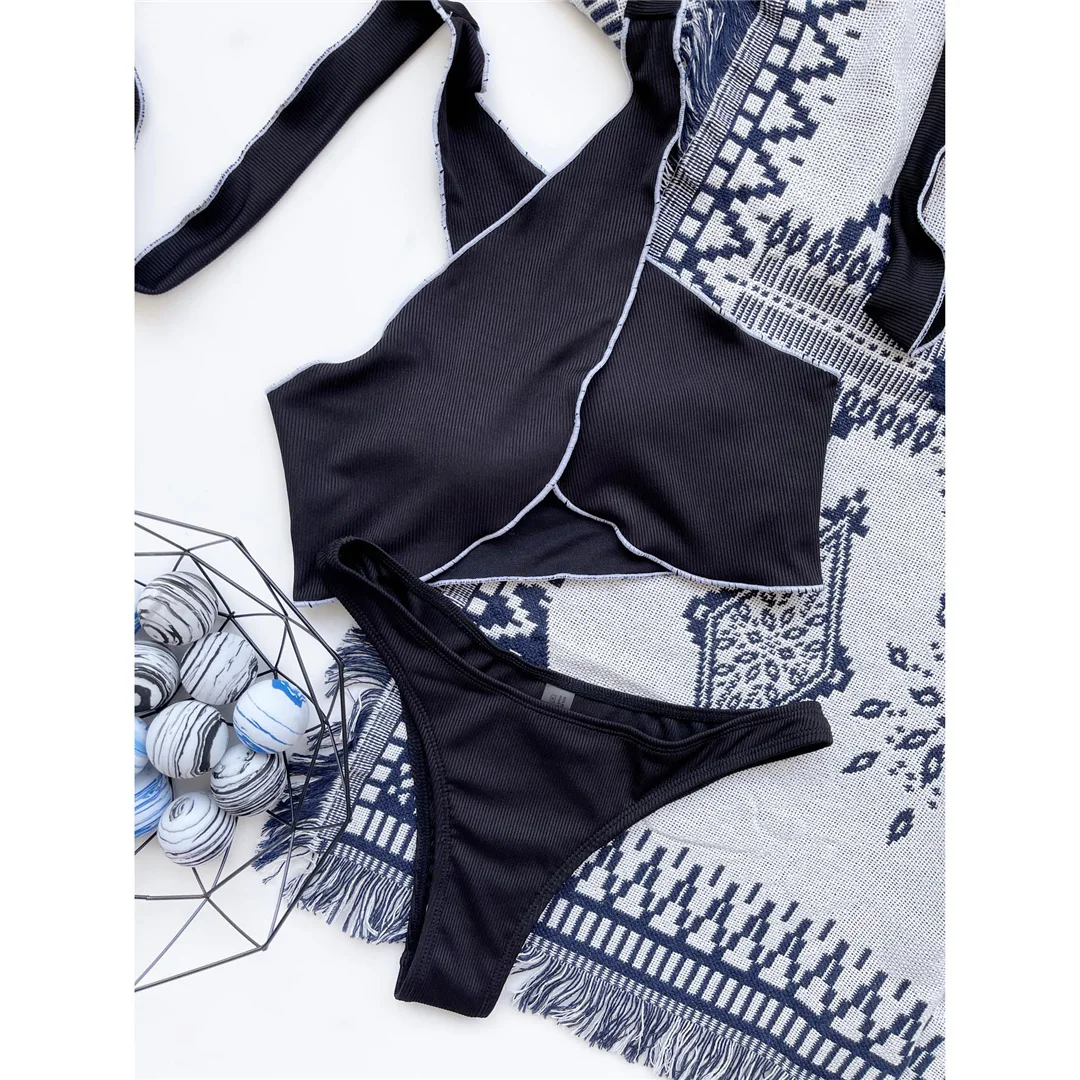 3-teiliges Bikini-Set mit Rock, Wickel-Bikini, Damen-Badebekleidung, dreiteiliger Bikini, Badeanzug, Damen-Badebekleidung, V3505 – Detail 28