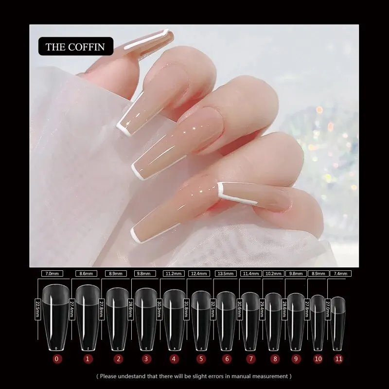 120Pcs False Nails Semi-Frosted Clear Coffin Fake Nail Tips Press on Nails Soak Off Full Cover Nail Capsule For Extension image 6
