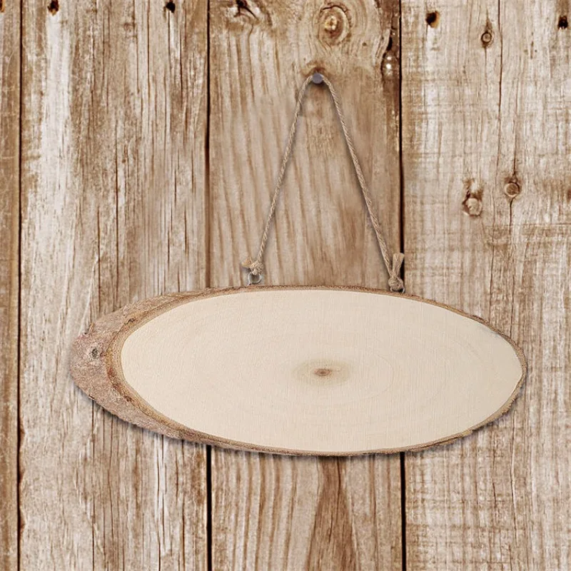 Oval unfinished planks, natural pine logs, for decoration