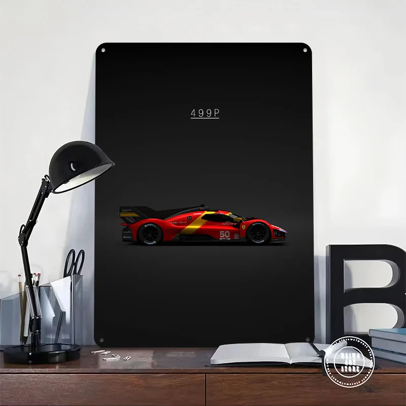 Sports Car 499P Race Car Tinplate Poster Customized Wall Art Vintage Metal Signs Retro Tin Plaque for Coffee Bar Accessories