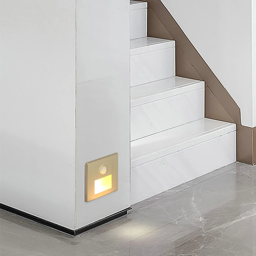 SANDIY Staircase Wall Light with Motion Sensor Led Step Lamp Pir Nightlights Built-in Backlight for Bathroom Corridor 220v 110v