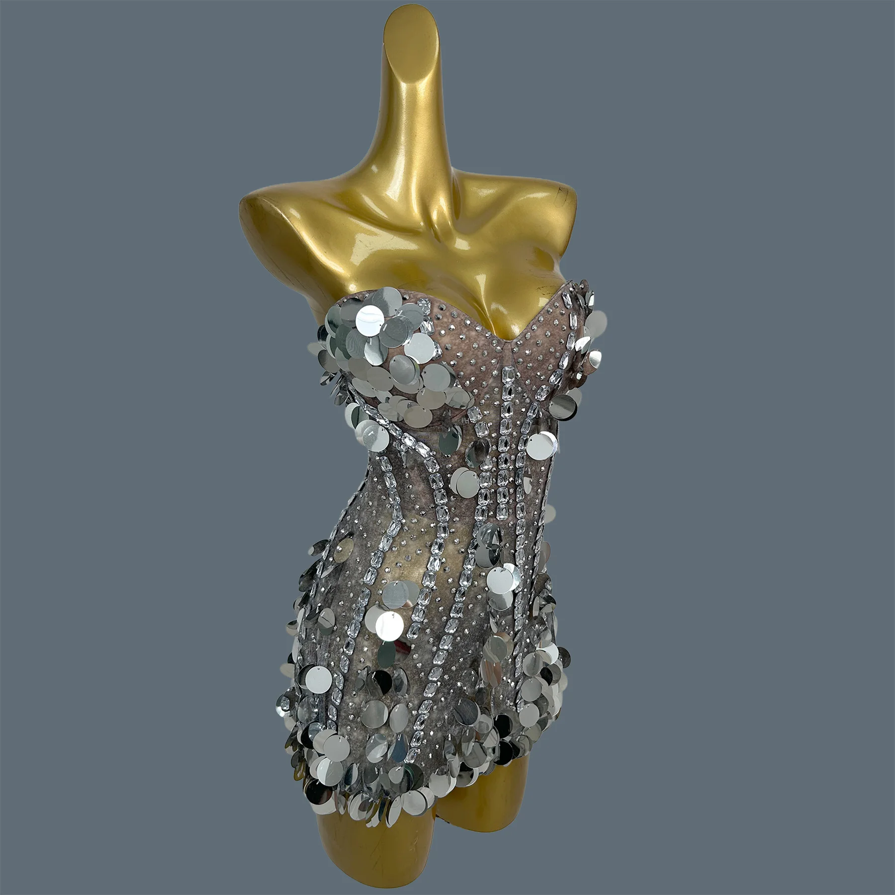 ชุดมินิเดรสเกาะอกประดับเพชรเที - Sparkly Rhinestone Club Party Dress บทวิจารณ์และราคา