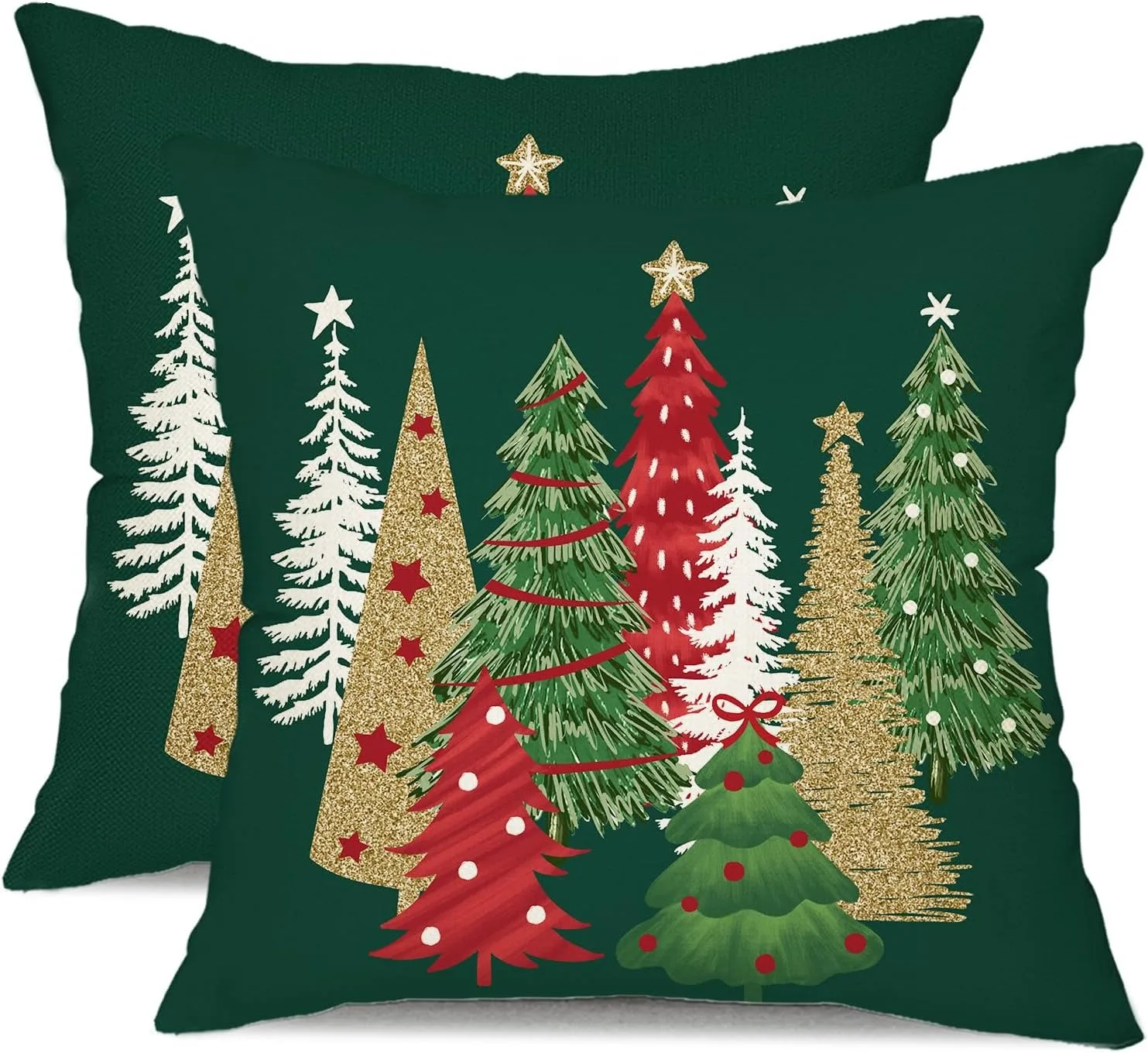 2 Stück Weihnachtsbaum-Leinen-Kissenbezug, lebendiges Kürbis-Design, zeitgenössische Herbst-Kissenbezüge für Bauernhaus-Heimdekoration