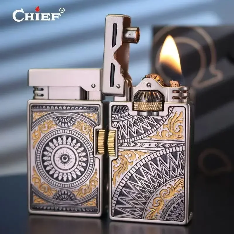 

CHIEF Second-generation New Rotary Decompression Creative Lighter Personalized Windproof Durable Carved come on Lighter