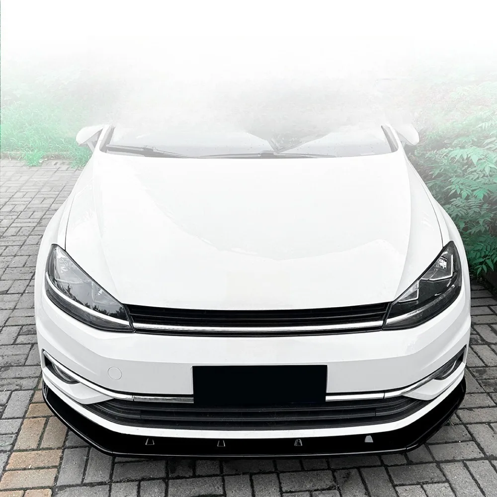 لسيارة VW Golf 7.5 MK7.5 - سبويلر شفة المصد الأمامي، مقسم ABS أسود لامع، سد هوائي على طراز OEM، طقم الجسم (الطراز القياسي)