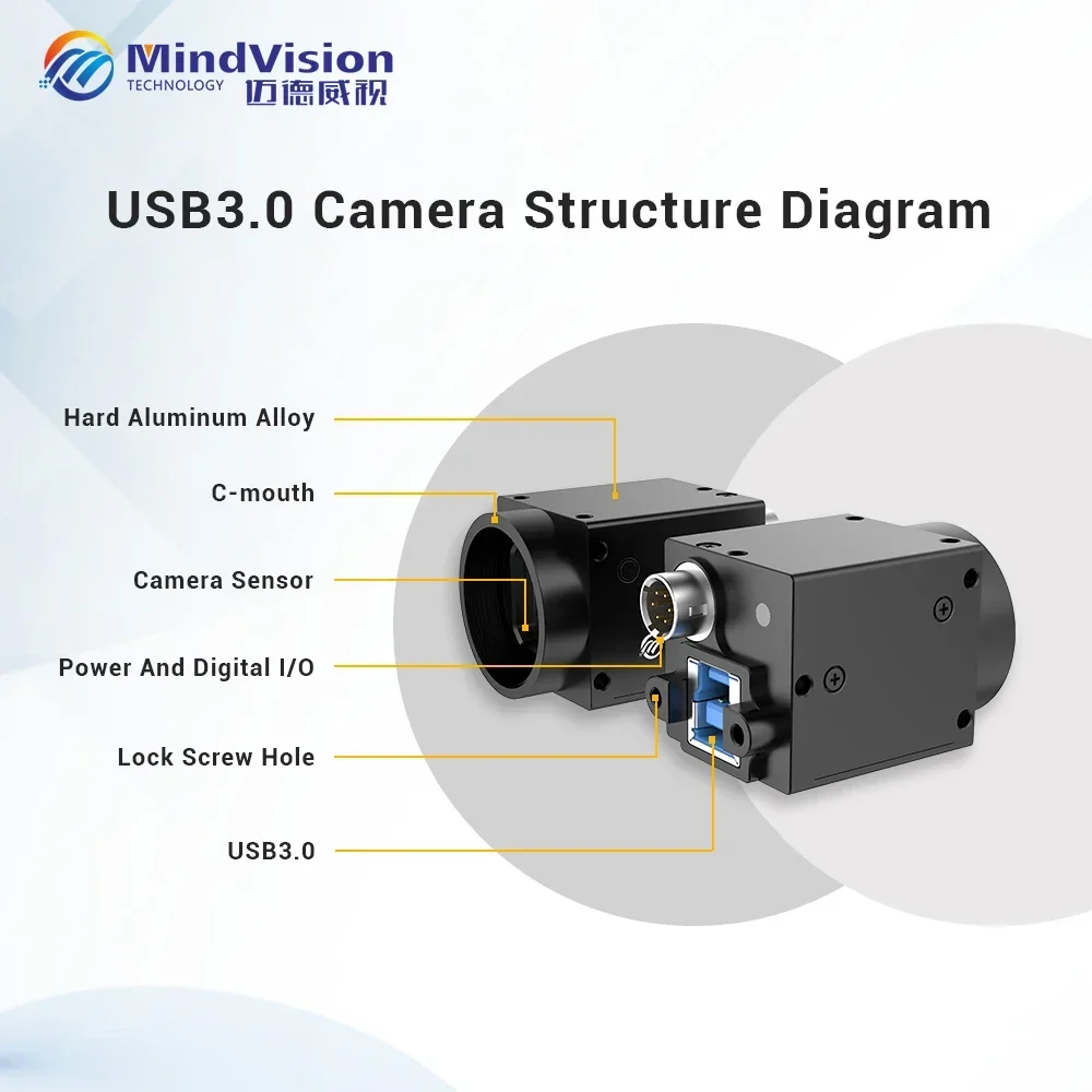 MindVision 12 MP Industrial Area Scan Camera 30FPS C Mount 1.1'' CMOS Global Shutter Area Scan Machine Vision Digital Camera